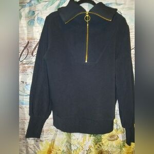 Varley Black Sweater with Gold Zipper